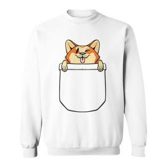 Cute Corgi Dog In A Fake Pocket Funny Dog Owner Puppy Meme Sweatshirt | Mazezy