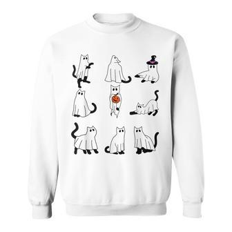 Cute Ghost Cat Halloween Outfit Costumes Black Cat Sweatshirt | Mazezy