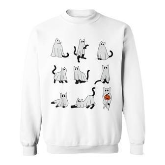 Cute Ghost Cat Halloween Outfit Costumes Sweatshirt | Mazezy