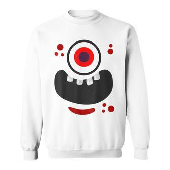 Cute Monster Face Scary Eyeball & Mouth Funny Red Monster Sweatshirt | Mazezy