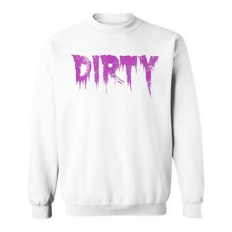 Dirty Words Horror Movie Themed Purple Distressed Dirty Sweatshirt | Mazezy