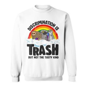 Discrimination Is Trash Gay Pride Raccoon Opossum Ally Lgbt Sweatshirt | Mazezy