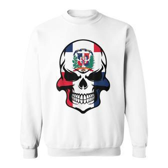 Dominican Flag Skull Cool Dominican Republic Skull Dominican Republic Funny Gifts Sweatshirt | Mazezy