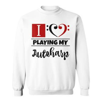 Double Bass Clef Heart I Love Playing My Autoharp Musician Sweatshirt | Mazezy