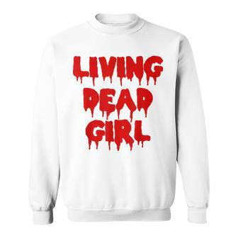 Dripping Blood Halloween Zombie Movie Living Dead Girl Halloween Sweatshirt | Mazezy
