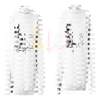 East European Shepherd Dog Heartbeat Ekg Dogs Lover & Owner Sweatshirt | Mazezy