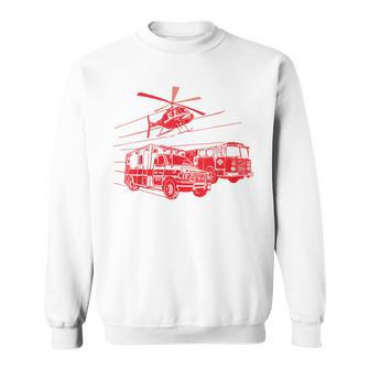 Ems Fire Rescue Truck Helicopter Cute Unique Sweatshirt - Monsterry