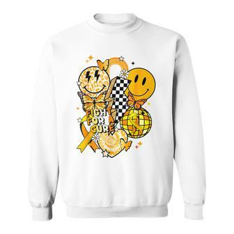 Fight For A Cure Retro Smile Face Childhood Cancer Awareness Sweatshirt | Mazezy