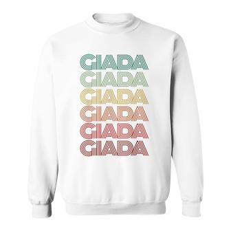 First Name Giada Italian Girl Retro Name Tag Groovy Party Sweatshirt | Mazezy