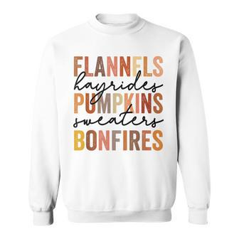 Flannels Hayrides Pumpkins Vintage Sweaters Bonfires Autumn Autumn Sweatshirt | Mazezy DE