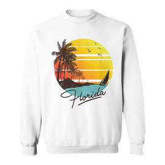 Florida Sunshine State Retro Summer Tropical Beach Florida Gifts & Merchandise Funny Gifts Sweatshirt | Mazezy