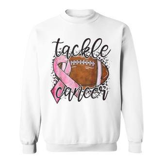 Football Pink Ribbon Tackle Breast Cancer Awareness Sweatshirt - Seseable