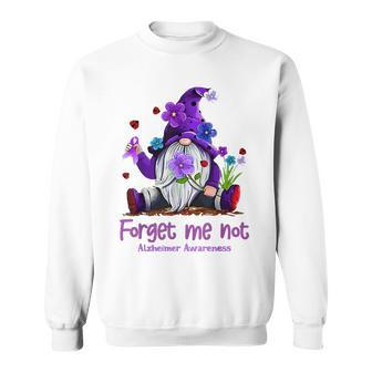 Forget Purple Gnome Me Not Purple Alzheimer's Awareness Sweatshirt - Seseable