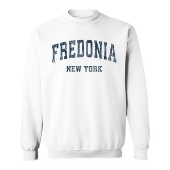 Fredonia New York Ny Vintage Varsity Sports Navy Sweatshirt | Mazezy