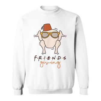 Friendsgiving Retro Turkey Sunglasses Dancing Thanksgiving Sweatshirt | Mazezy