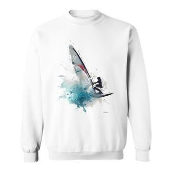 Fun Windsurfing On A Surfboard Riding The Waves Of The Ocean Sweatshirt | Mazezy