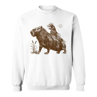 Funny Capybara Cowboy Cowgirl Rat Mouse Western Country Sweatshirt | Mazezy