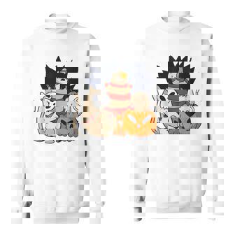 Cat Horror Halloween Costume Cute Cat Pumpkin Kitty Halloween Costume Sweatshirt | Mazezy