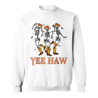Cowboy Skeleton Dancing Yeehaw Western Halloween Sweatshirt | Mazezy