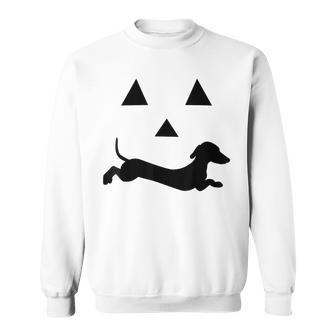 Dachshund Jack O Lantern Pumpkin Face For Halloween Sweatshirt - Monsterry
