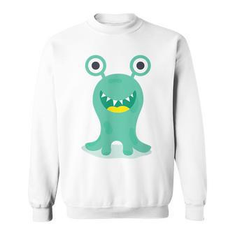 Funny Green Scary Monster Sweatshirt | Mazezy