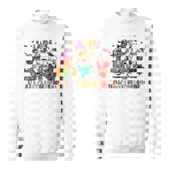Halloween Thanksgiving Christmas Happy Hallothanksmas Sweatshirt - Seseable