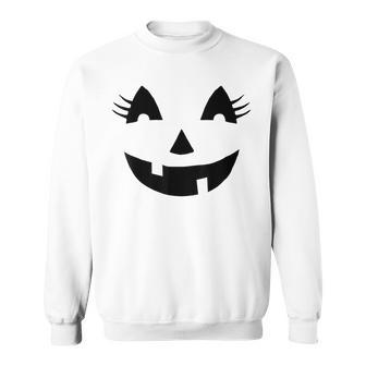 Funny Jack O Lantern Pumpkin With Eyelashes For Halloween Pumpkin Funny Gifts Sweatshirt | Mazezy
