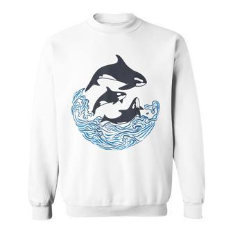 Funny Orca Killer Whales Bouquet Orca Family Cool Pisces Sweatshirt - Monsterry