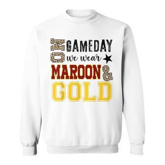 On Gameday Football We Wear Maroon And Gold Leopard Print Sweatshirt - Seseable