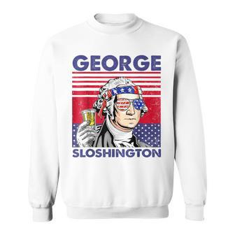 George Sloshington 4Th Of July Funny Drinking Presidents Drinking Funny Designs Funny Gifts Sweatshirt | Mazezy