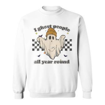 I Ghost People All Year Round Retro Halloween Ghost Vintage Sweatshirt - Seseable
