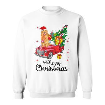 Golden Retriever Ride Red Truck Christmas Pajama Sweatshirt - Thegiftio UK