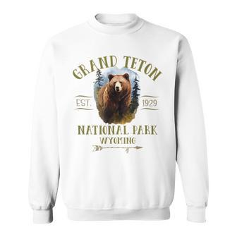 Grand Teton National Park Grizzly Bear Souvenir Design Usa Gifts For Bear Lovers Funny Gifts Sweatshirt | Mazezy