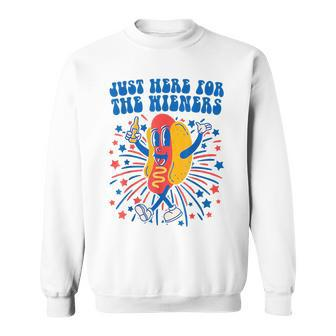 Groovy Hot Dog Im Just Here For The Wieners 4Th Of July Sweatshirt - Thegiftio UK