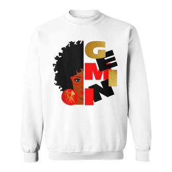 Half Face Gemini Black Queen Birthday Funny Gift Zodiac Sweatshirt | Mazezy