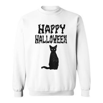 Halloween Boo Cat Graveyard Pumpkin Dead Graveyard Black Halloween Sweatshirt | Mazezy
