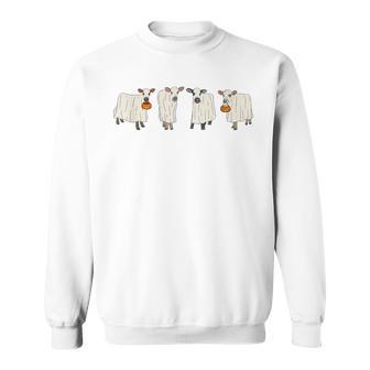 Halloween Ghost Cows Spooky Heifer Moo I Mean Boo Farm Sweatshirt | Mazezy