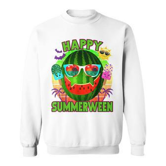 Happy Summerween Summer Watermelon Pumpkin Kawaii Ice Lolly Pumpkin Sweatshirt | Mazezy