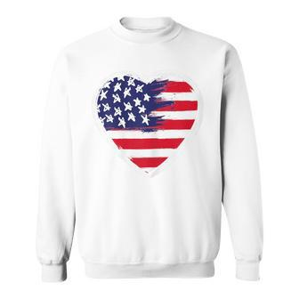 Heart Us Flag 4Th Of July Patriotic American Stars Stripes Sweatshirt - Seseable