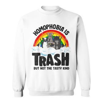 Homophobia Is Trash Gay Pride Raccoon Opossum Ally Lgbt Sweatshirt | Mazezy CA