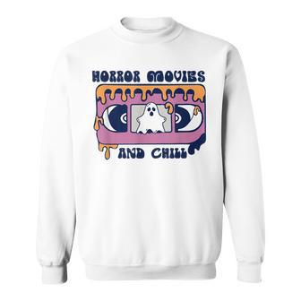 Horror Movies And Chill Retro Video Tape Halloween Ghost Boo Halloween Ghost Sweatshirt | Mazezy