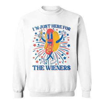 Hot Dog Im Just Here For The Wieners 4Th Of July Sweatshirt - Thegiftio UK
