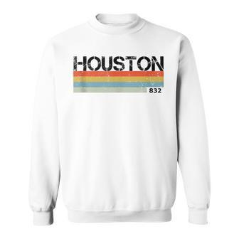 Houston Area Code Vintage Retro Stripes Sweatshirt | Mazezy