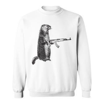Hunting Woodchuck Ak-47 Gun Groundhog Sweatshirt | Mazezy