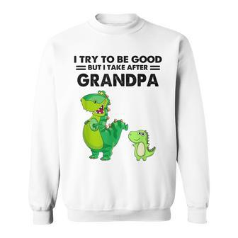 I Try To Be Good But I Take After Grandpa Cute Dinosaurs Sweatshirt | Mazezy