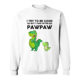 I Try To Be Good But I Take After My Pawpaw Dinosaur Sweatshirt | Mazezy