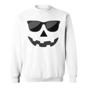 Jack O Lantern Pumpkin Face Sunglasses Hallowen Costume Sweatshirt | Mazezy