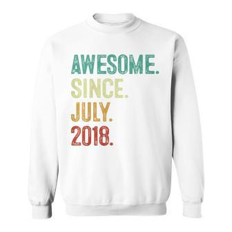 Kids 5 Year Old Awesome Since July 2018 5Th Birthday Sweatshirt | Mazezy