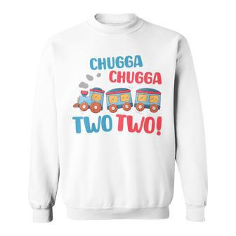 Kids Birthday 2 Year Old Gifts Chugga Two Two Party Theme Trains Sweatshirt - Seseable