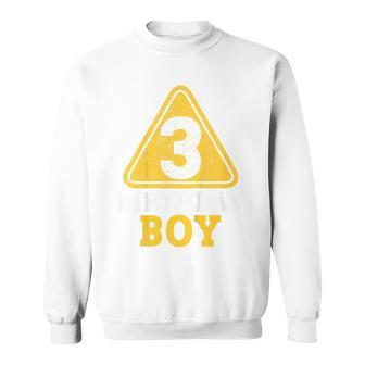 Kids Birthday Boy 3 Three Construction Sign 3Rd Birthday Toddler Sweatshirt | Mazezy